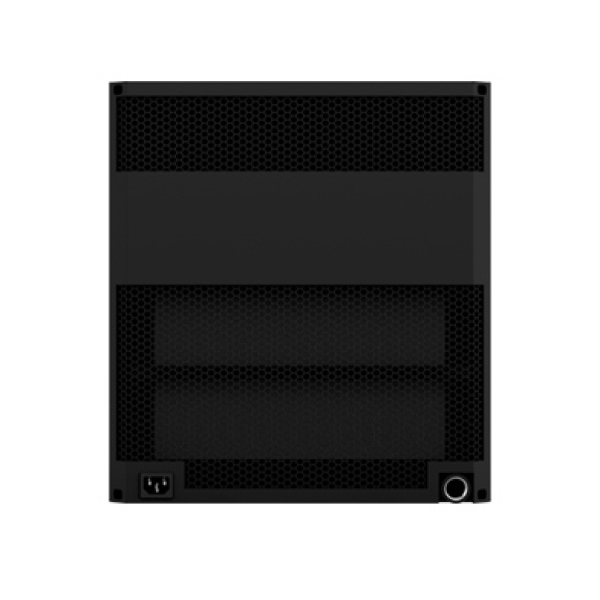 Back view of the WhisperKOOL Extreme 5000ti wine cellar cooling unit, showing a mesh panel, power socket, and a circular port.