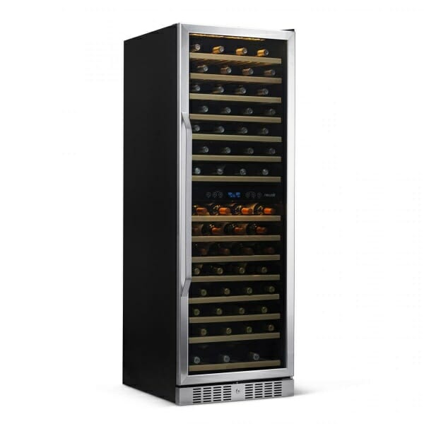 An expansive NewAir 27” 160 Bottle Built-in Dual Zone Compressor Wine Fridge to store numerous bottles.