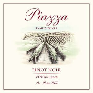 2018 Santa Rita Hills Piazza Pinot Noir vintage label.