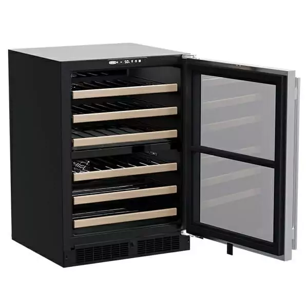 Marvel 24" Wine Refrigerator, door open.