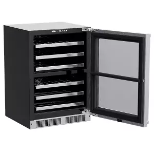 Marvel Professional, 24" Built-in, Dual Zone Wine Refrigerator, doors open
