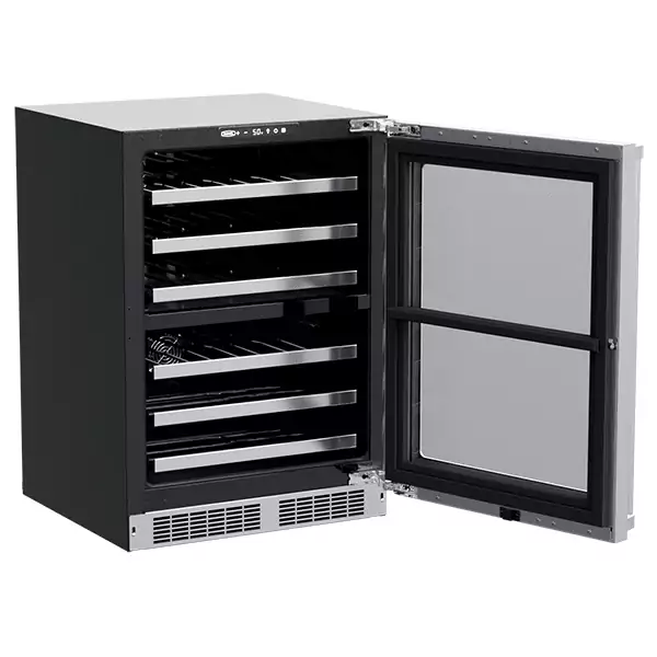 Marvel Professional, 24" Built-in, Dual Zone Wine Refrigerator, doors open