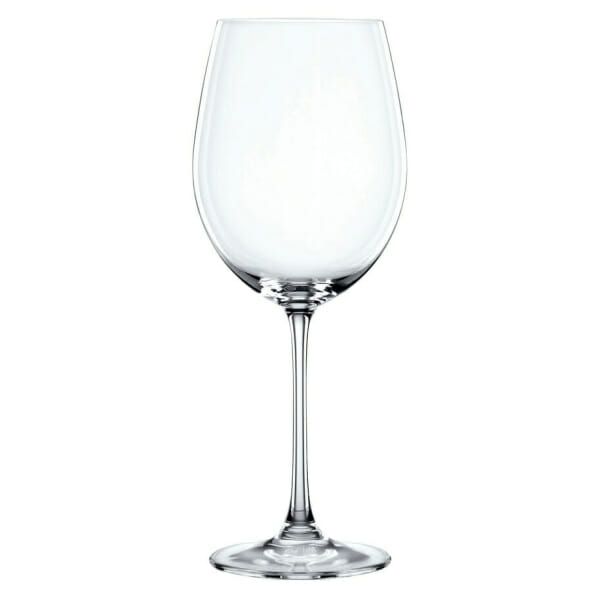 A set of Nachtmann Vivendi Bordeaux glasses displayed on a white background.