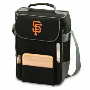 San Francisco Giants Sports Themed Duet 2 bottle Tote with Cheese Board.