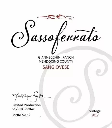 Sassoferrato Sangiovese, Mendocino County.