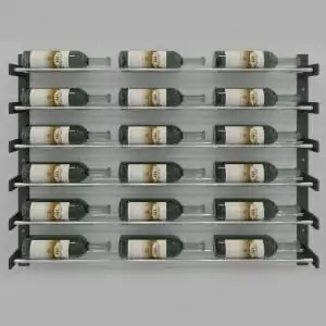 The Evolution Wine Wall 30″ Wall Mounted Wine Rack (18 to 54 bottles) displaying numerous bottles.