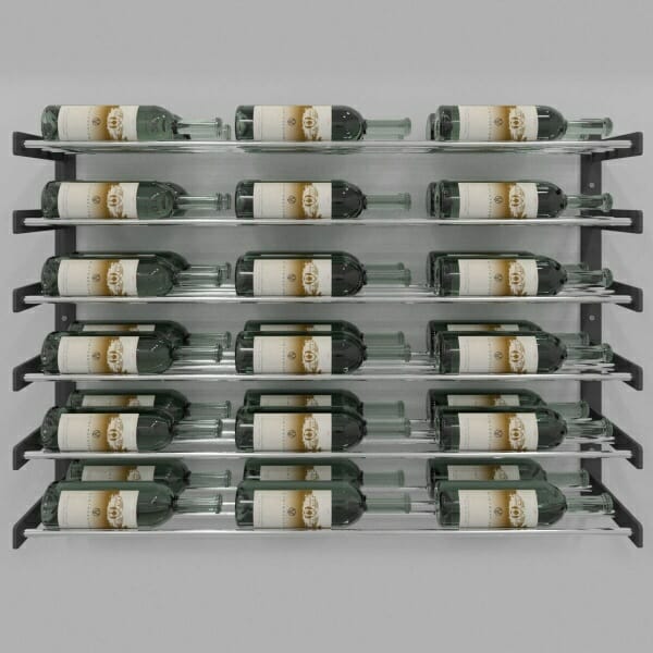 Evolution Wine Wall 30" Wall Mounted Wine Rack filled with bottles.