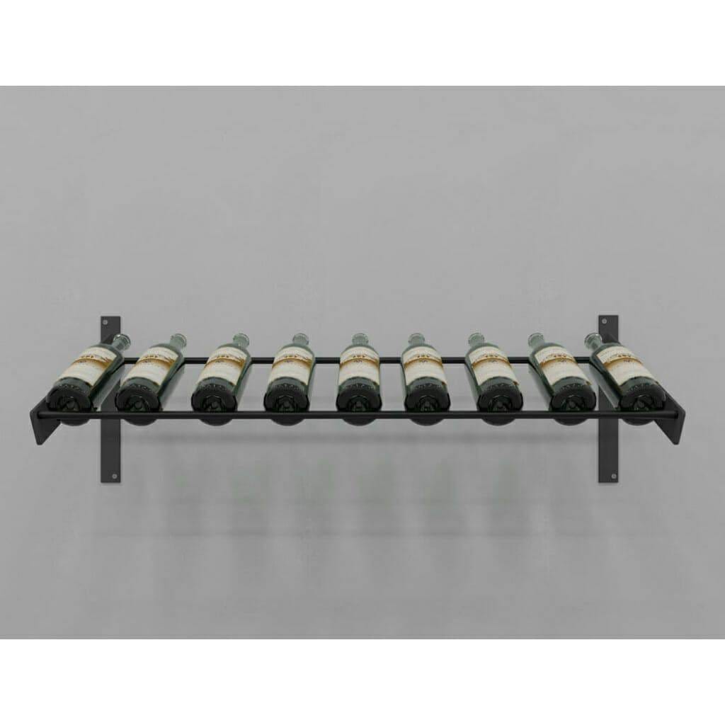 An Evolution Series Wine Wall Presentation Row wine rack displaying 9 bottles.