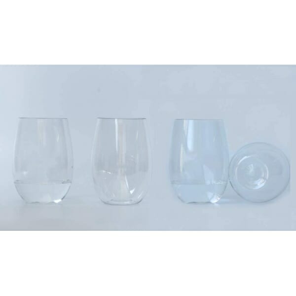 A set of practical and portable 16 oz Tritan wine glasses, perfect for camping, boating, and picnics.