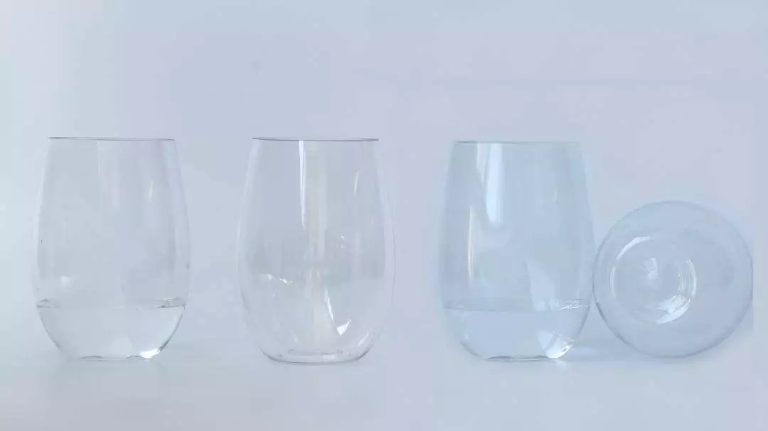 A set of practical and portable 16 oz Tritan wine glasses, perfect for camping, boating, and picnics.