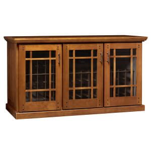 Mission Credenza, Provincial Cherry, wine cabinet, glass doors.