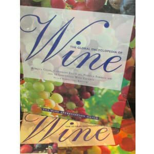 The Global Encyclopedia of Wine featuring grapes on the cover.