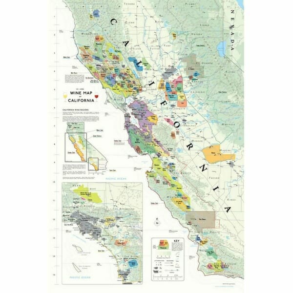 A California wine map featuring its diverse regions.