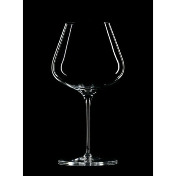 Zalto - Burgundy glass on a black background.