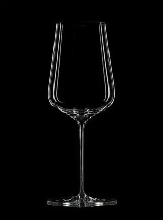 A Zalto - Universal glassware showcased on a black background.