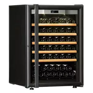 Transtherm Prestige Loft Vintage: Black Glass w/ 5 Shelves - 92 Bottle with ample capacity.