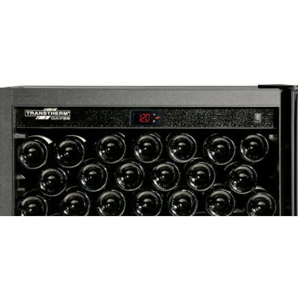 Transtherm Ermitage Prestige wine cooler with shelving for many bottles.
