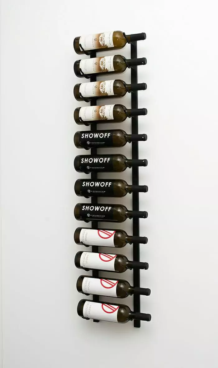 Wall Mounted Metal Wine Rack holding 12 bottles.