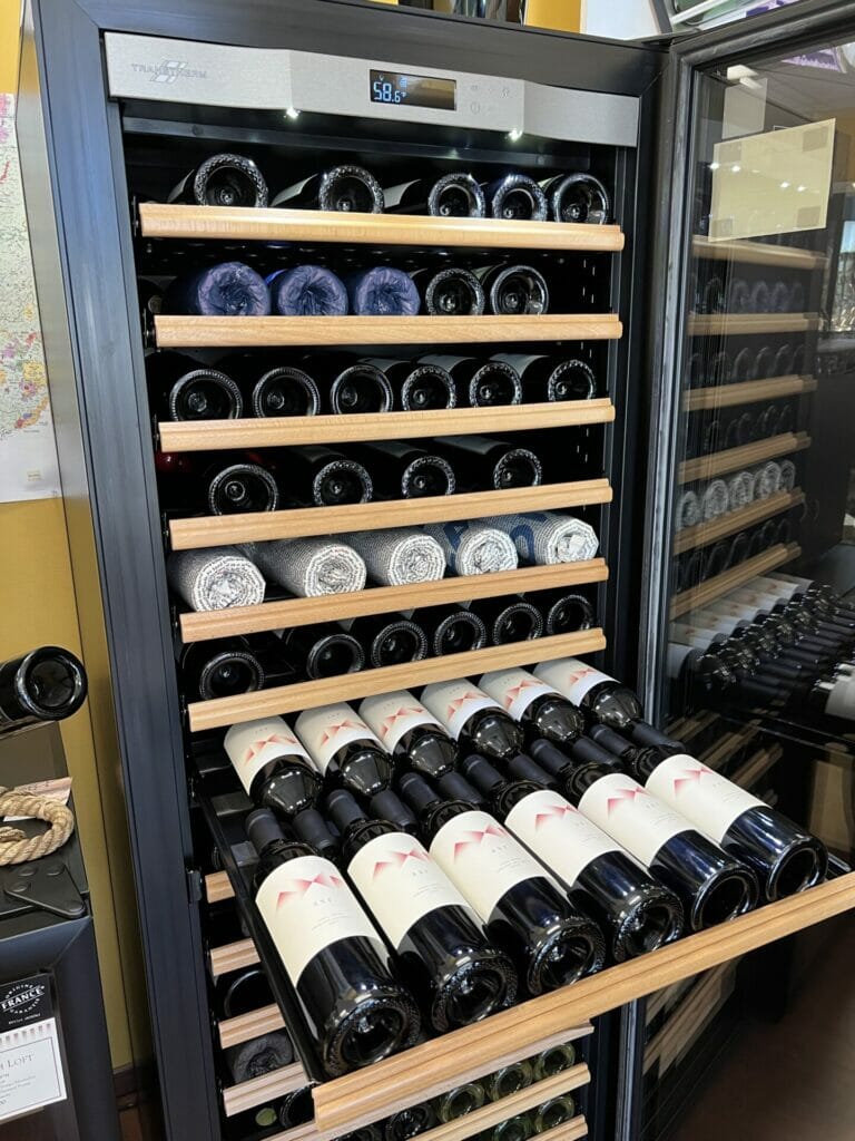 Wine cooler, bottles.