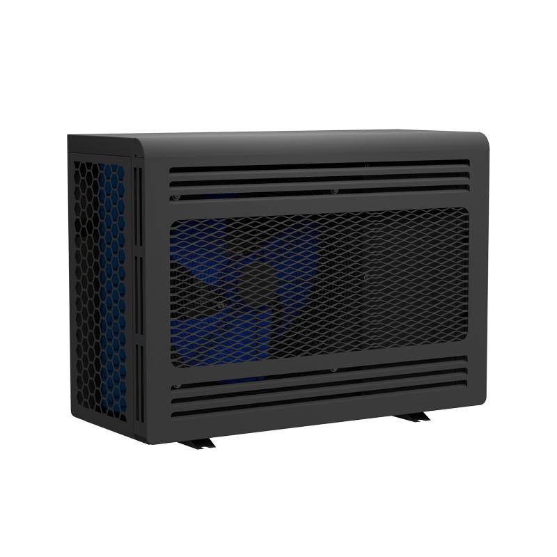 Black external GPU enclosure with a mesh front panel showcasing a blue cooling fan and side ventilation holes, echoing the advanced airflow design featured in the WhisperKOOL Platinum Split 8000 Ductless Wine Cellar Cooling System.